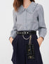 Maje Gestreifte Hemdbluse Mit Hohem Kragen